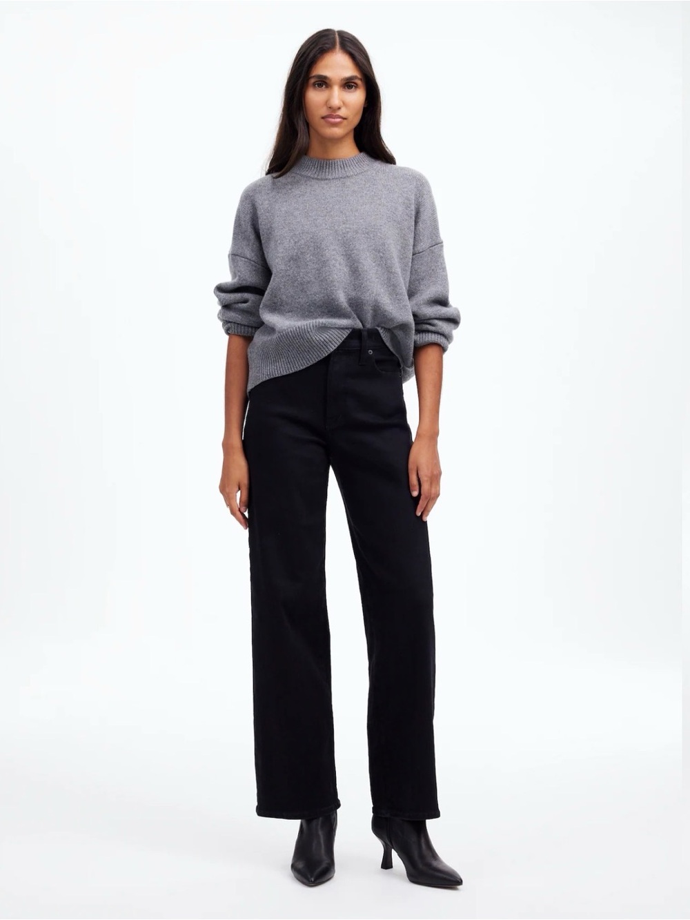 Madewell The Perfect Vintage Wide-Leg Jeans in Black Rinse Wash